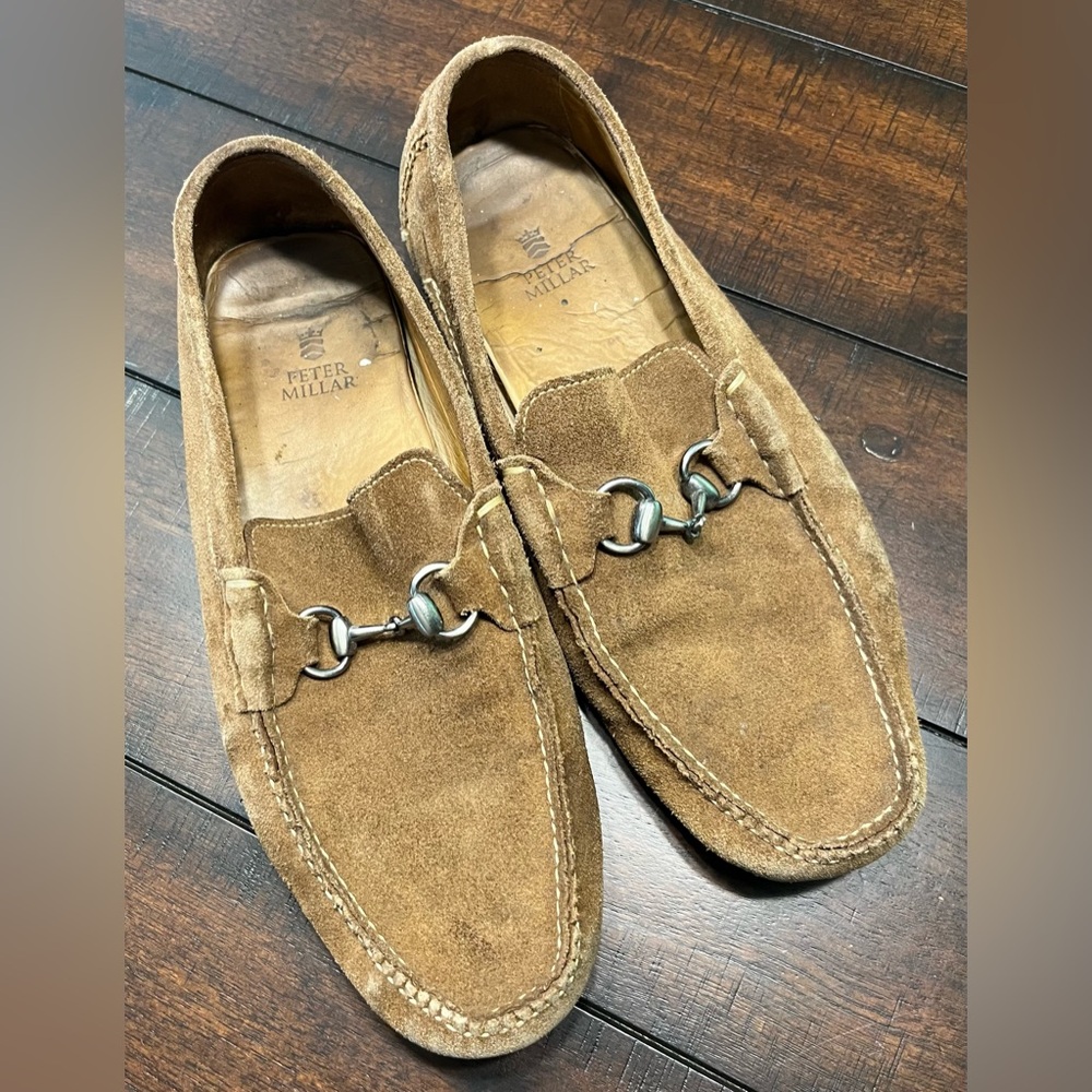 Peter Millar Men's Brown Suede Bit Driving Loafers